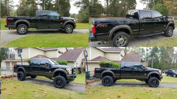 Before and after of their great work. 8 inch Pro Comp lift Amp Powersteps 37x13.50x20 w/Fuel wheels