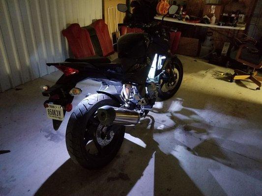 Multicolor LED kit on motorcycle