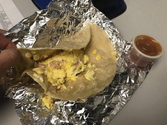 Ham and Egg breakfast taco ($1 on weekdays!)