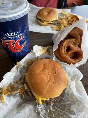 Double Cheeseburger, Onion Rings, RC Cola