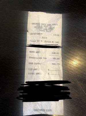 Non-itemized receipt