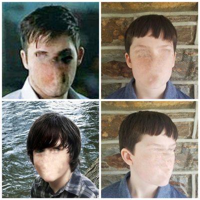 Top Left was the image given to the barber. Bottom left was my son's hair before they butchered it. Top and bottom right are of the haircut.