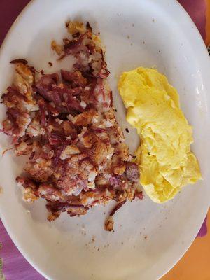 Corned beef hash. It also comes with homemade toast and jam