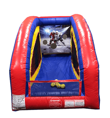 Giant Hockey Inflatable game. Throw balls in different point valued holes and see who scores the highest total.