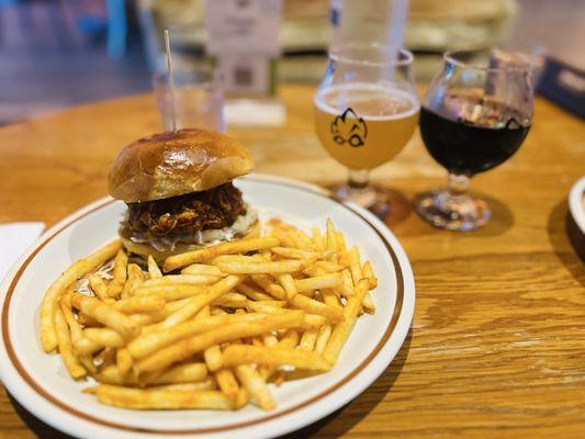 Bamboo Tiger Sando with Fries - Kulolo & Nicely Naughty Beers in da back!