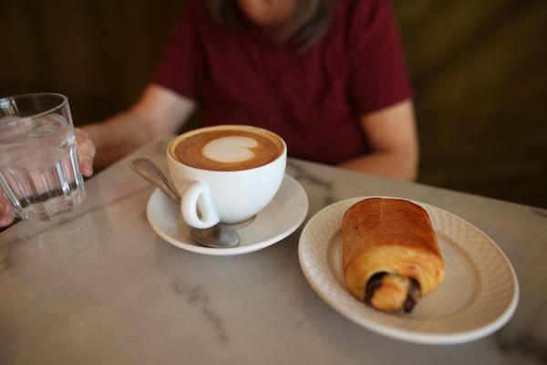 Chocolate croissant & a latte