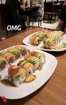 New York roll, Winter Garden roll, Godzilla roll, and Ninja roll.