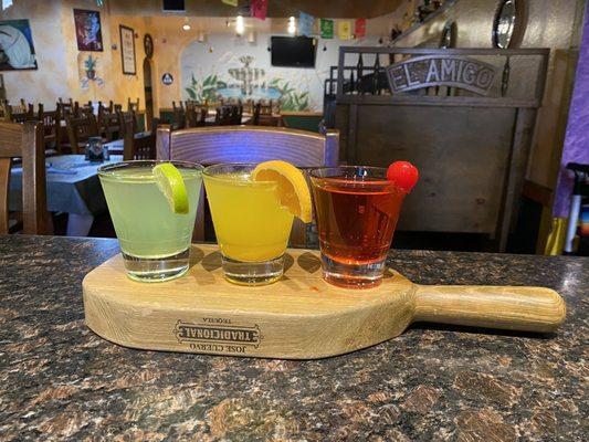 Fresh squeezed orange juice mimosa, jamaica mimosa and cucumber mimosa.  MIMOSA TRIO,weekend specials and more.