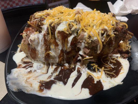 Monster stuffed Baked Potatoe with Brisket