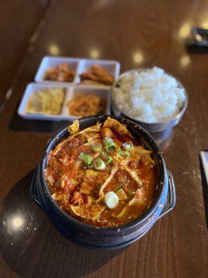 Seafood soft tofu soup ($11)