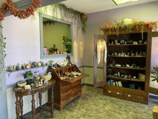 Crystals, carvings, books & macrame are just some of the items in our store!