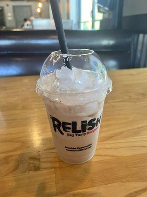 Chocolate shake topped with whipped cream!