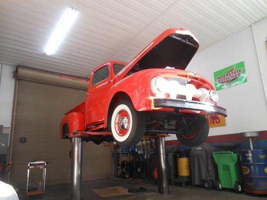 1956 Ford getting finish detail work.