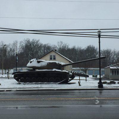 Tanks get to park wherever. Across from the drive through liquor store and antique mall.