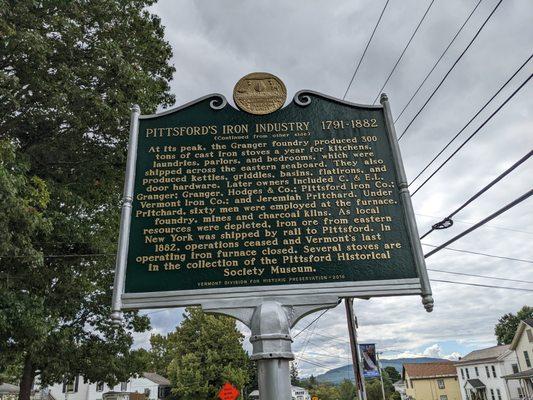 Pittsford's Iron Industry Historical Marker