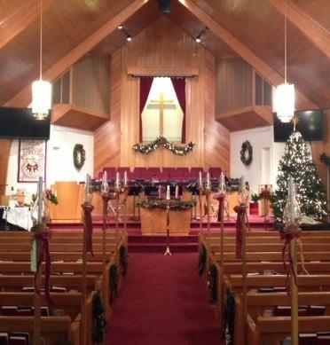 Sanctuary decorated for Christmas