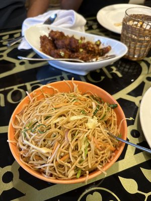 Veg Vegetable Hakka Noodles and VEG MANCHURIAN