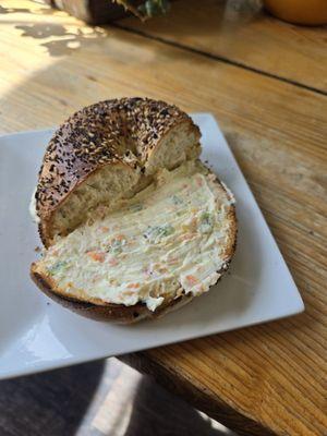 Bagel and veggies cream cheese