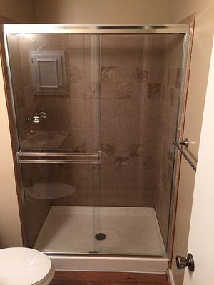 New shower tile and doors