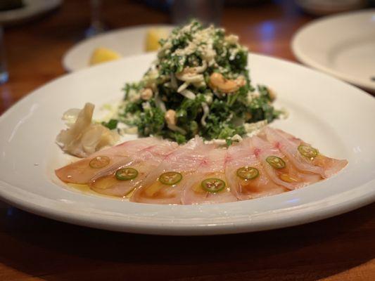 Sashimi Cashew Kale Salad with Roast Chicken