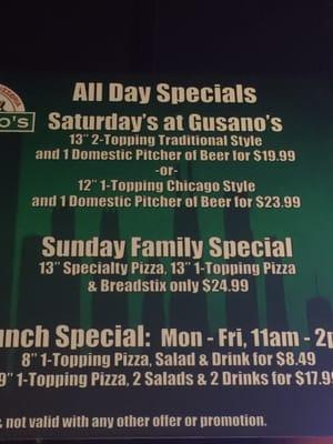 Daily specials