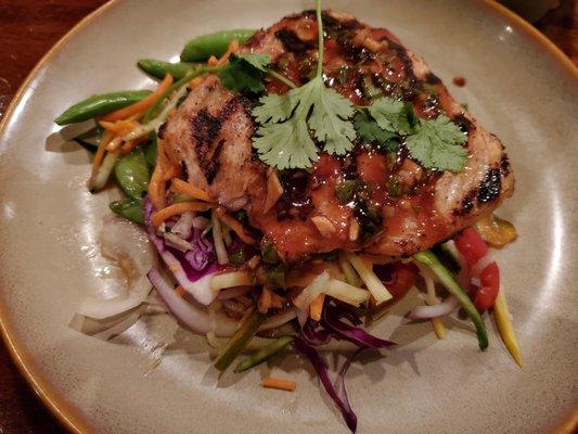 Ginger Lime Grilled Salmon on bed of Asian Slaw