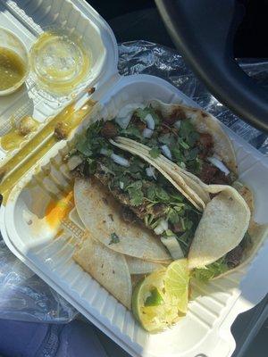 Carne asada tacos and Al pastor they give you good portions