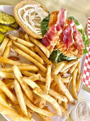 Crispy chicken BLT sandwich, tasty $16.50