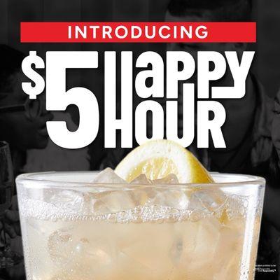 Introducing our all new Happy Hour Monday - Friday 4pm-6pm with premium cocktails and more for just $5. Now let's get the weekend started