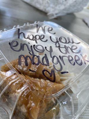 Baklava and a kind note