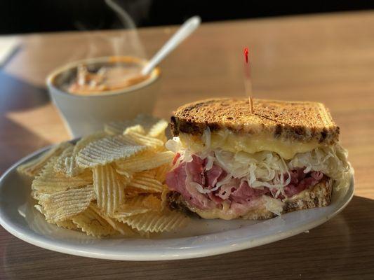 Their Reuben The Great (Manager's Special) with Tortilla Soup.