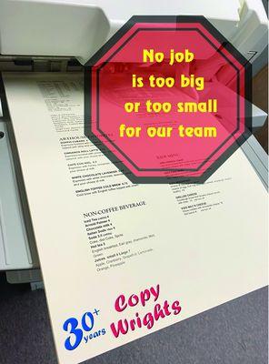 Copy Wrights Printing & Mailing is your local bulk printer. No job is to big.