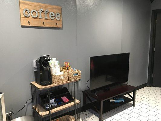 Coffee station and waiting area