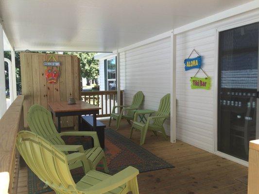 Everyone's favorite part of our Rental Units seems to be the Covered Deck. It's perfect for family gatherings and includes an Outdoor Shower