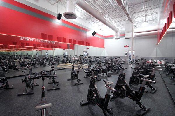 Burn calories in our cycling studio and take The Ride, a fast-paced class taught on magnet-driven Schwinn stationary bikes.