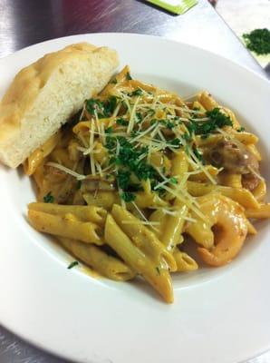 creamy cajun pasta with linguica sausage and from-scratch sauce.