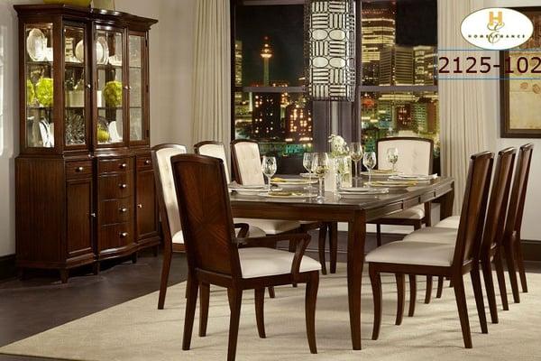 Retro-contemporary design takes an exotic twist in the Abramo Collection. this modern dining offering.