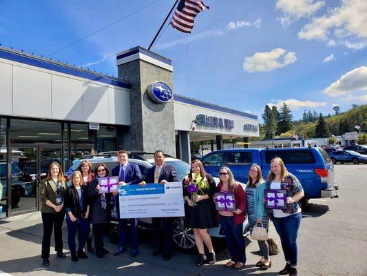 Peninsula Subaru is proud to present Children's Home Society with the proceeds from the annual Share the Love event!