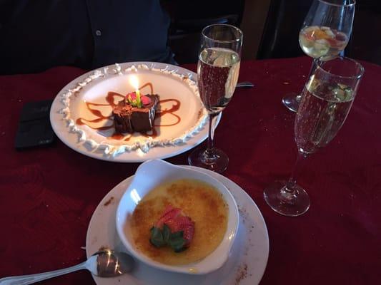 Birthday desserts and champagne for my BF...