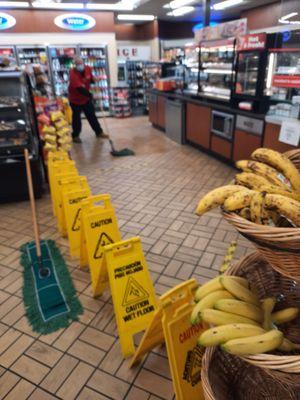 Eric wouldn't let my friend who frequents the location get nachos.  . The floor wasn't wet and he was rude.