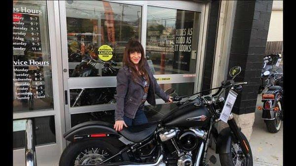 BIG LEW % Happy Customer!  Harley-Davidson of Staten Island wishing Congrats to Rosanne & her Brand New 2019 Softail Slim in Black Denim!