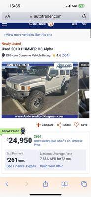 Original vehicle price