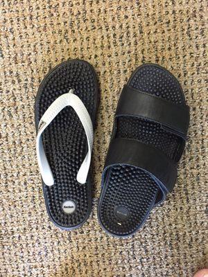 Kenkoh Japanese Massage Sandals: Left (flips) - $70; Right $109