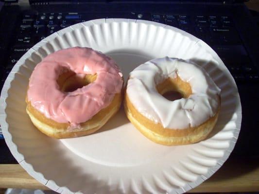 pink and white donuts