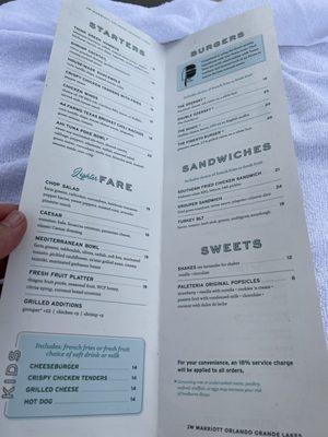 Limited food menu.