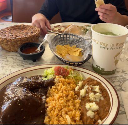 Mole, agua fresca, chile verde