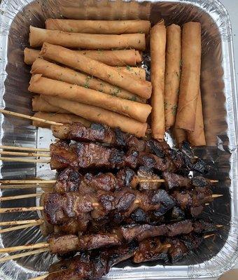 Filipino Chicken Lumpia Spring Rolls & BBQ Skewers