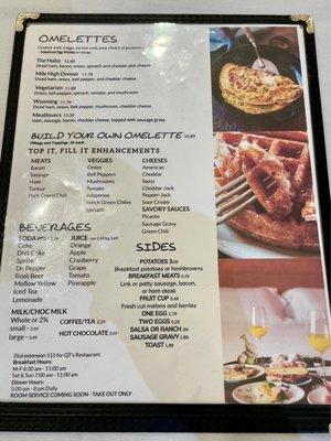 Breakfast menu as of May 2023