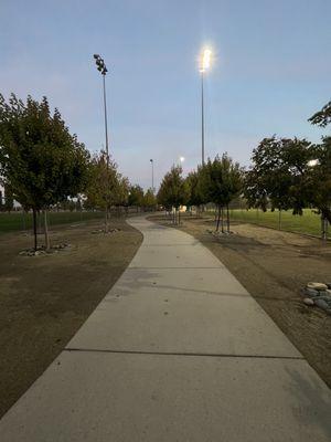 Walking to the baseball fields