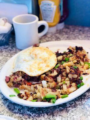 Corn Beef Has with eggs and potatoes